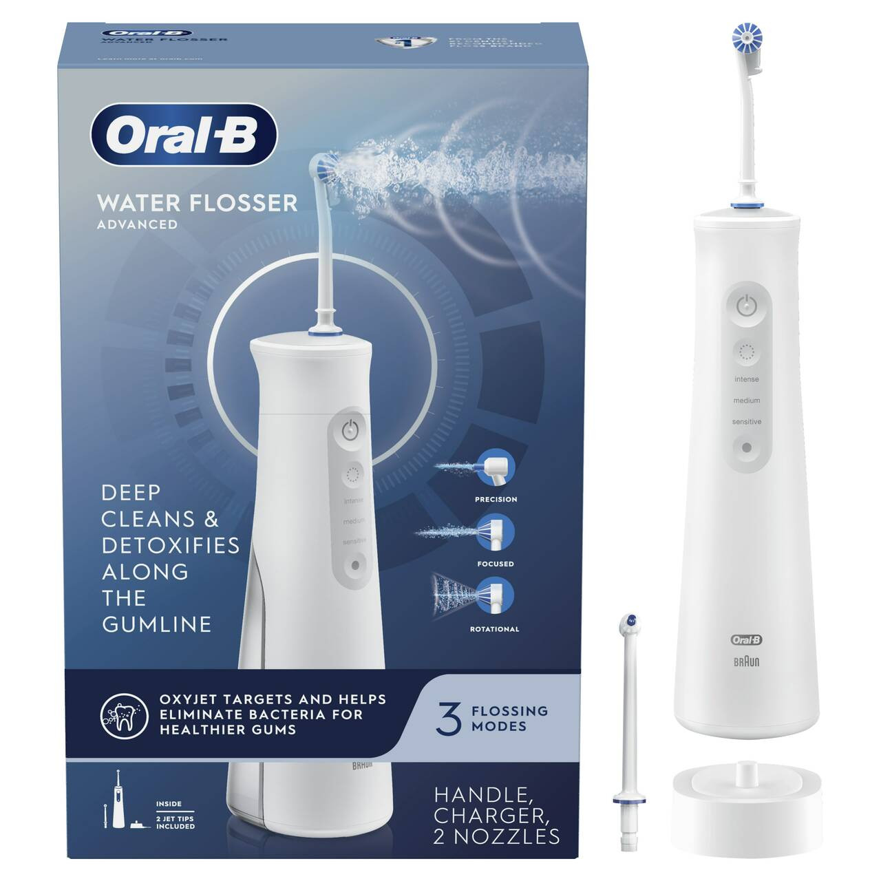 Oral-B Water Flosser Advanced, Portable Oral Irrigator Handle Accessories White | USA_OB25184